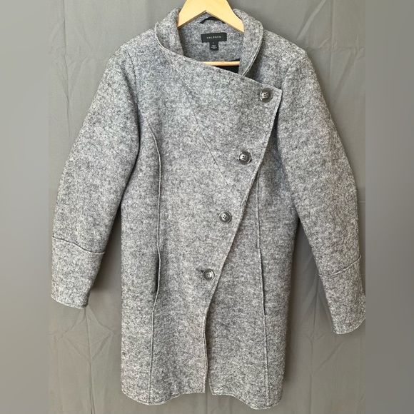 Halogen Women's Grey Wool Asymmetric Peacoat Jacket - Picture 1 of 7